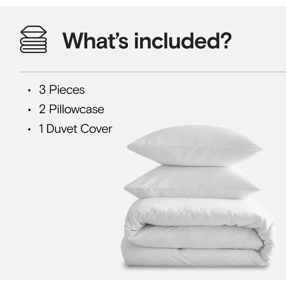 DOZ Duvet Cover Set, 100% Viscose Derived‎ from Bamboo, Organically Grown, Snow